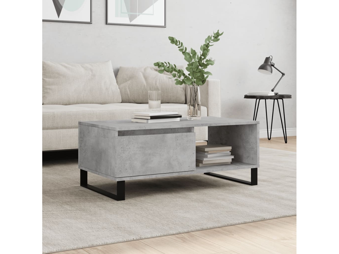 Vidaxl Mesa De Centro 90x50x36,5 Cm Derivados Madeira Cinzento Cimento