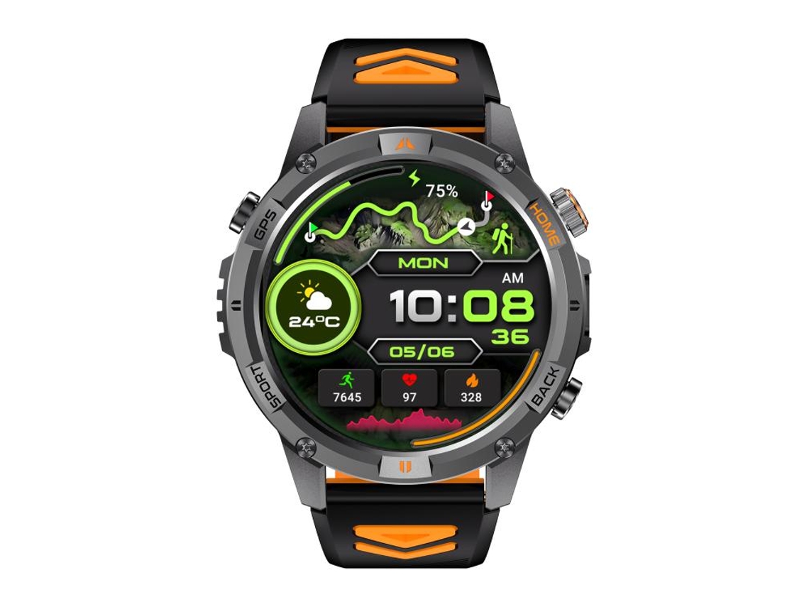(preto/laranja) Smartwatch Esportivo Com Tela Redonda De 1,46 Polegadas, Bluetooth, Chamadas E Gps