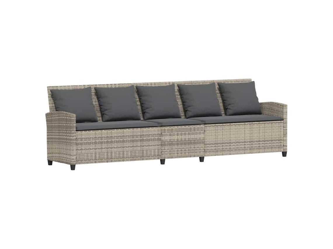 Sofá de Jardim com Almofadões Vime Cinza Claro MAISON EXCLUSIVE 5 Lugares