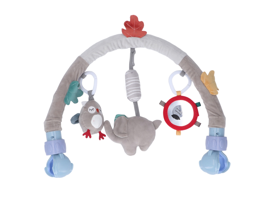 Arco de brinquedo para carrinho de bebê com clipe, desenvolvimento motor e sensorial, elefante de pelúcia para berço e moisés.