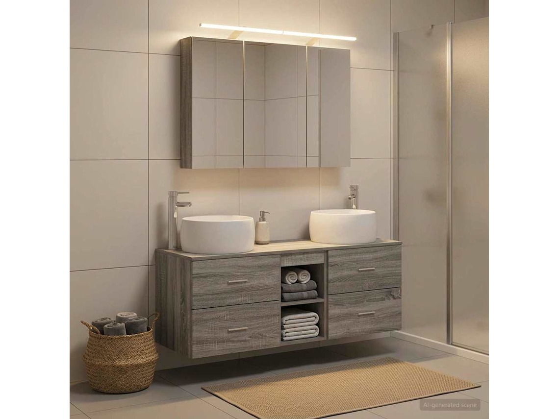 Vidaxl Conjunto De Móveis Para Banheiro 4 Pcs Sonoma Cinzento