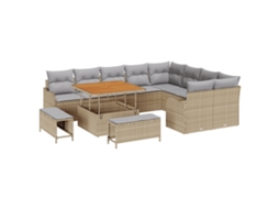 Conjunto 12 Conjunto De Móveis De Jardim Vidaxl Bege Vime Pe (100 X 100 X 71 Cm)