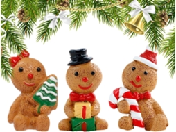 Kit de Estatuetas de Boneco de Gengibre em Resina para o Natal, Enfeites Portáteis e Duráveis, Pintadas À Mão. Ideais CHABERLU