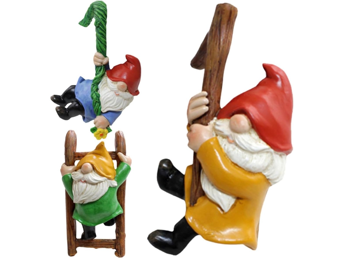 Kichouse Enfeites de Jardim com Gnomos e Detalhes em Filigrana, Feitos de Resina, Kit de 3 Peças com Design Exclusivo CHABERLU