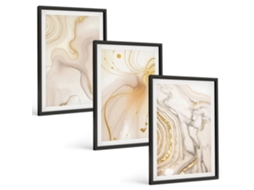 Galeria De Pinturas Murais Padrões Abstratos Sutis Moldura Preta Imagens Para Um Quarto Infantil Espelharte (3 Piezas De 40x60 Cm)