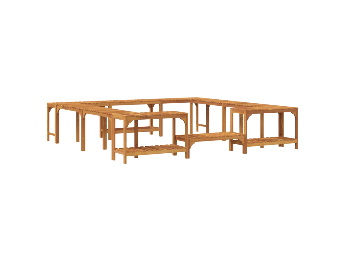 Conjunto 1 Enclosure Para Banheira De Hidromassagem Vidaxl Castanho Madeira De Acácia Maciça (255 X 255 X 55,5 Cm)