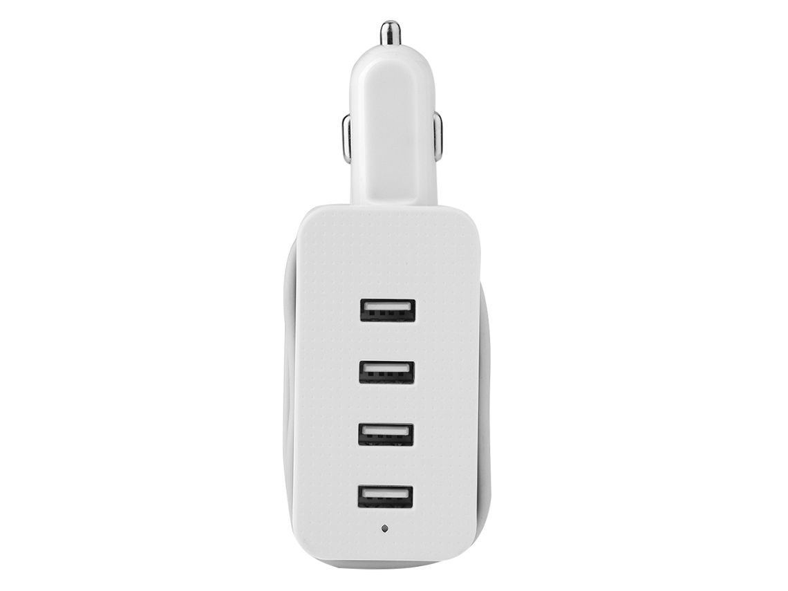 Carregador de Carro EOOCOO (4 Portas Usb com Cabo de Extensão)