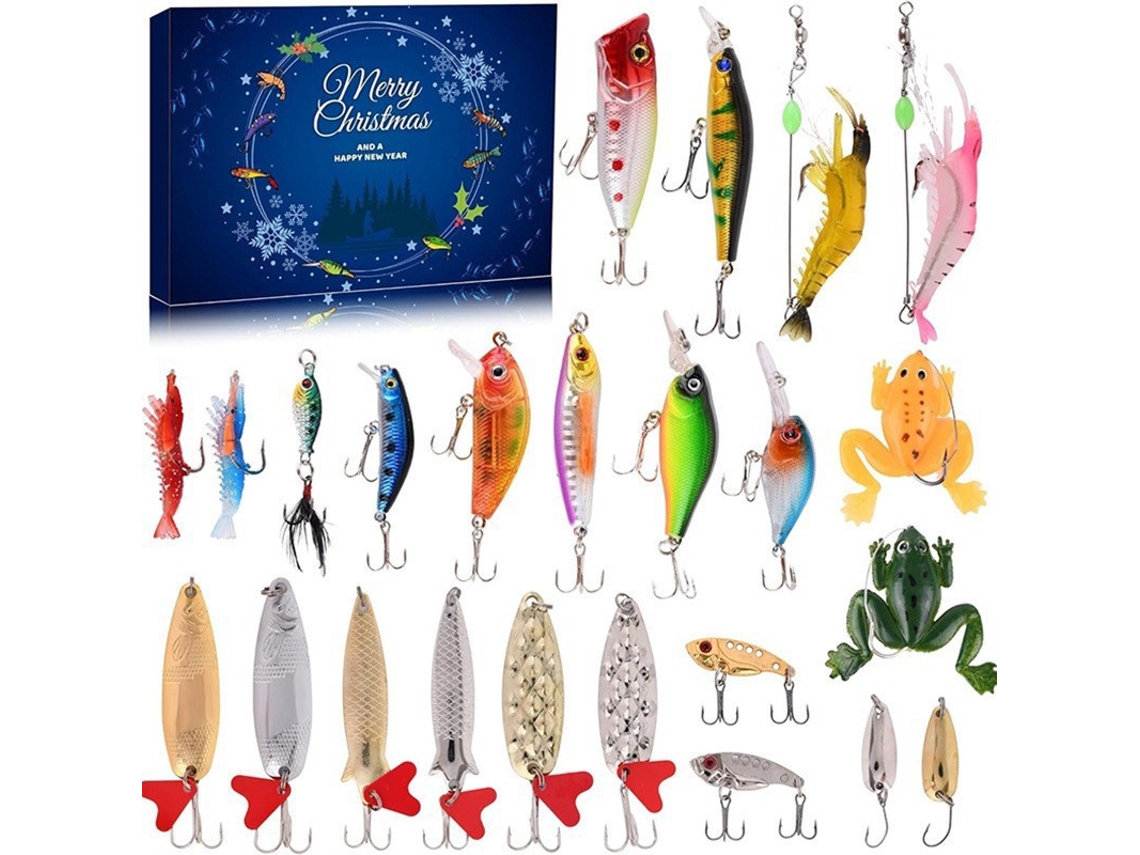 Calendário De Contagem Regressiva De Equipamento De Pesca Brinquedos De Pesca | Calendário De Iscas De Pesca Surpresa De 24 Dias | Para Papa
