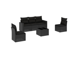 Maison Exclusive - 6 Pcs Conjunto Sofás De Jardim C/ Almofadões Vime Pe Preto