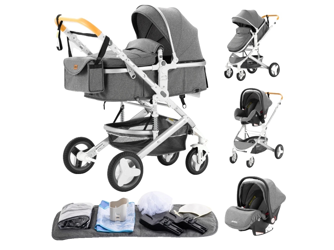 Carrinho De Bebê, Design 3 Em 1, Leve E Portátil, 530 Cinza