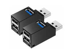 Kit com 2 Hubs Usb Mini Usb 3.0 de 3 Portas para Pc, Notebook, Pen Drive e Leitor de Cartões Móvel AQUAFORGE
