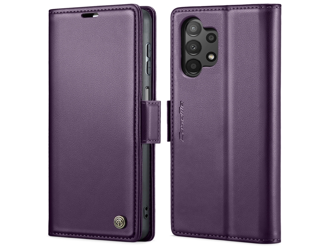 Capa Para Samsung Galaxy A04 Borboleta Fivela Litchi Textura De Telefone De Couro Rfid Antirroubo Roxo Perolado