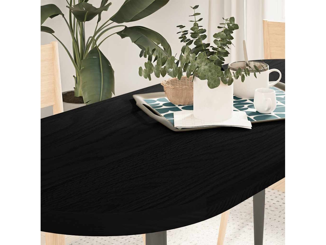 Vidaxl Tampo De Mesa 140x60x4 Cm Carvalho Maciça Oval Castanho-escuro