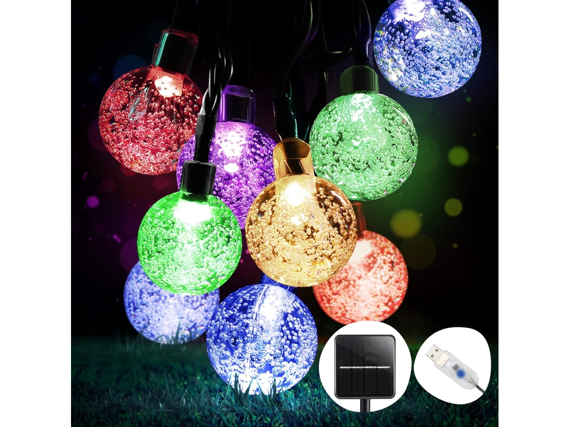 Cordão de luzes solares com 50 LEDs para uso interno e externo, 7 m Brilvibera