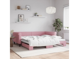 Sofá Cama De Solteiro Gavetão Lovely Home Madeira Veludo Rosa (100x200)