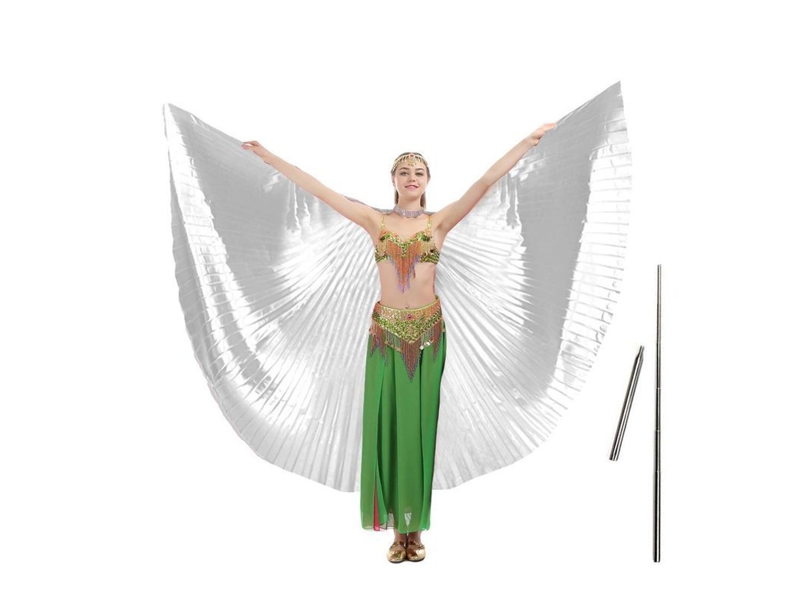 Aletas De Danza Del Vientre Blanca 2025 Com Palo Telescópico Portátil Para Adultos 360 Graus