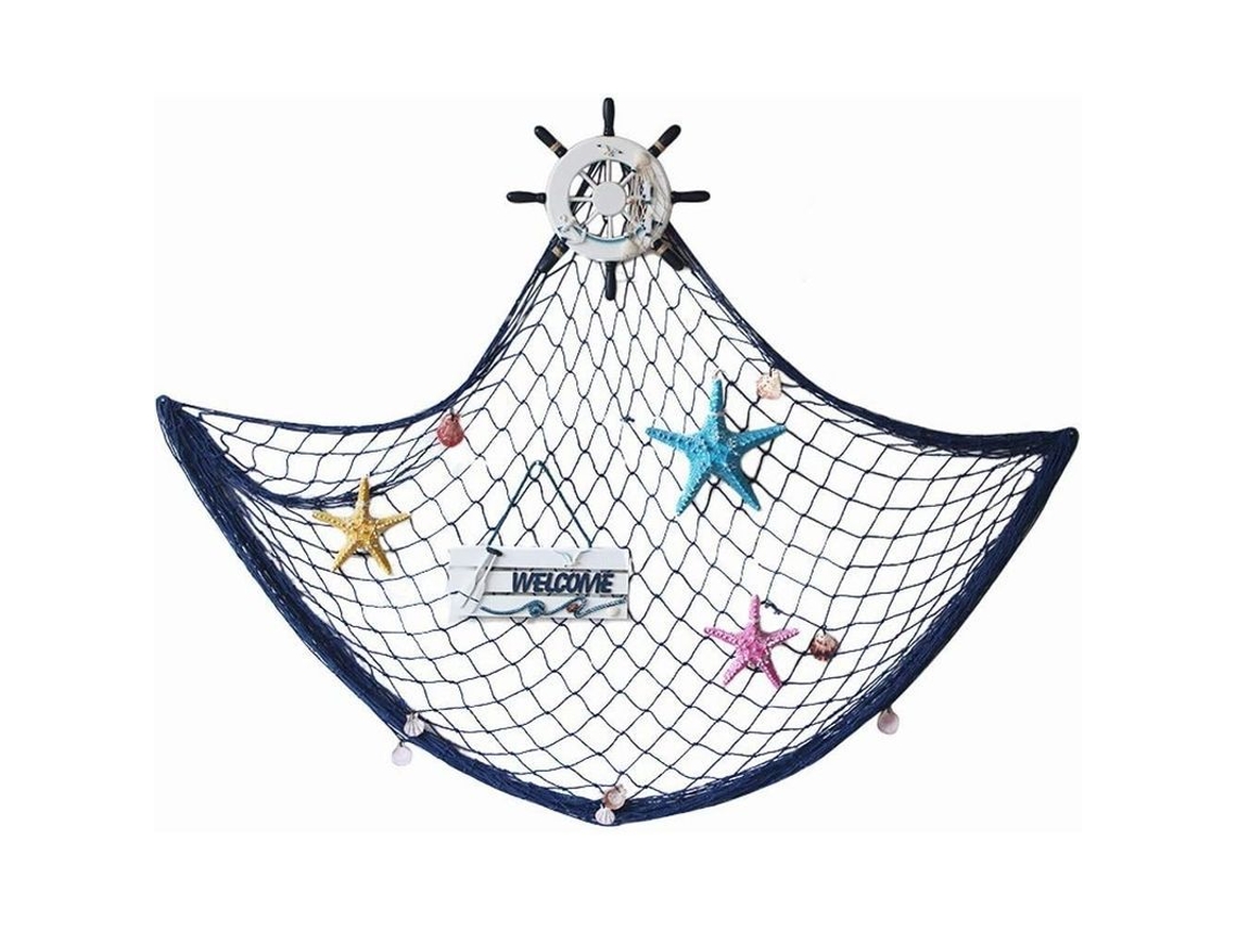Rede De Pesca Decorativa Vermelha Com Conchas Para Decorações De Festa Com Tema Pirata Mediterrâneo De Praia 1m X 2m