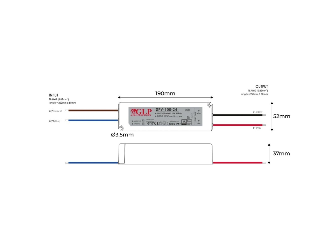 Fonte de Alimentação Estanque 24V Dc 100W Ip67 Glp