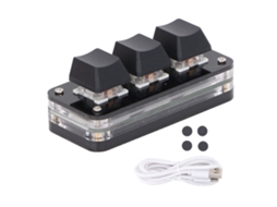 Teclado Mini Com 3 Teclas Usb Industrial Customizado Switch Azul Programável Para Games Com Luz Rgb