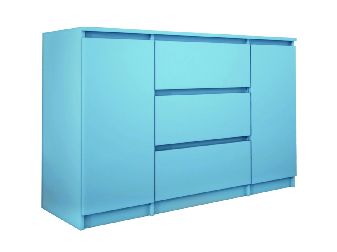 Cômoda Com 2 Portas E 3 Gavetas, 120 X 78 X 39 Cm, Cor: Azul 3E 3XE LIVING.COM