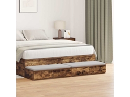 Vidaxl Gavetas De Cama Carvalho Defumado 140 X 36,5 X 16,5 Cm