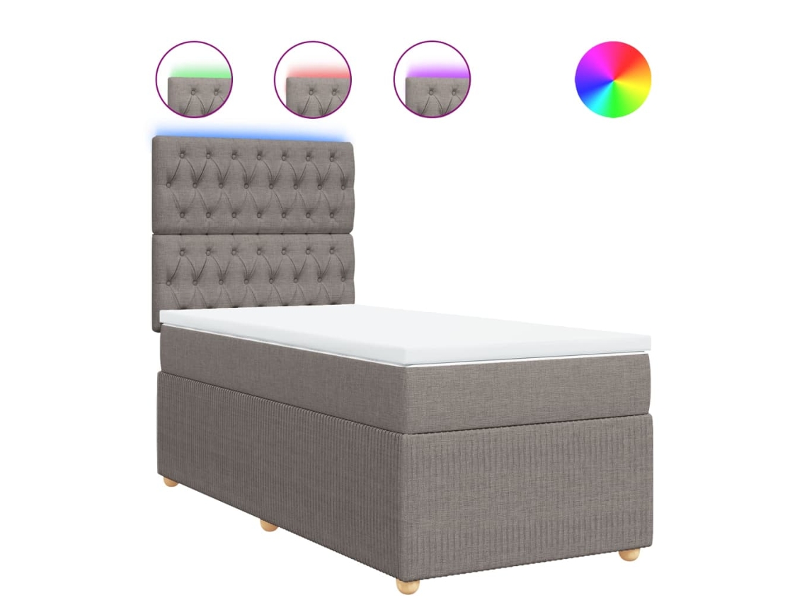 Box Spring Bed, Box Spring Beds Vidaxl Cinzento-acastanhado Tecido (90 X 190 Cm)