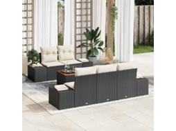 Vidaxl Conjunto De Sofá De Jardim 6 Unid. Preto Vime Pe