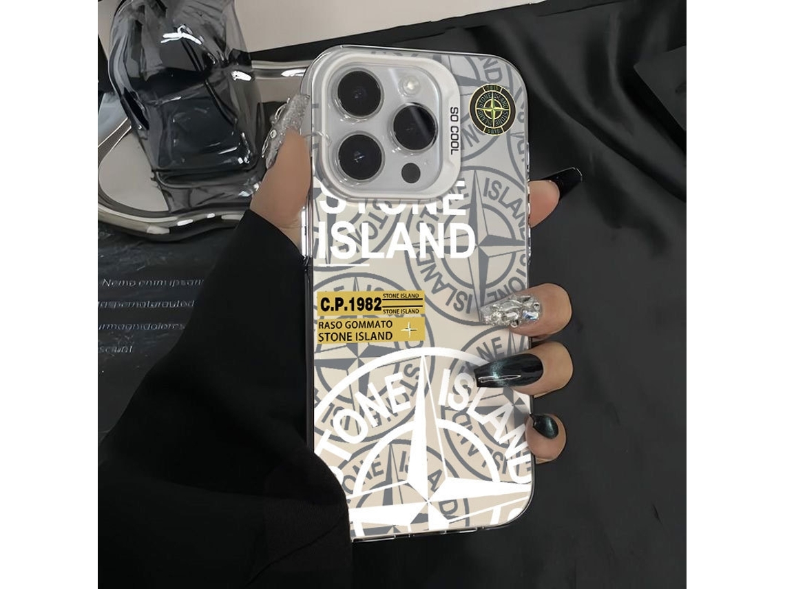 Capa Para Iphone 17 Pro Laser Stone S476p1, Resistente, Em Pedra Branca.