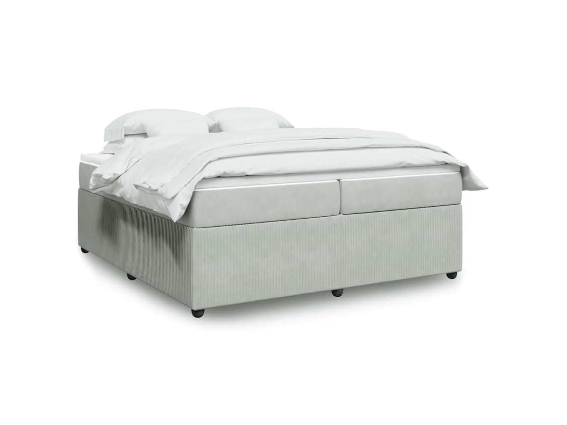 Cama Com Molas/colchão 200x200 Cm Veludo Cinzento-claro