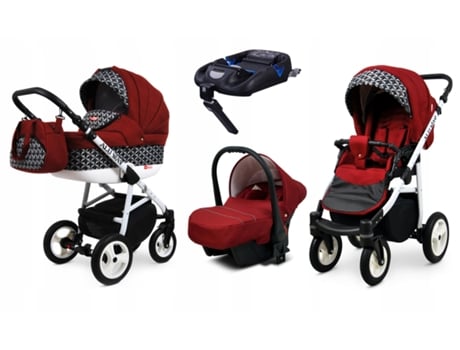Carrinho de Bebé Multifuncional BABYLUX ALU WAY 4 EM 1 – Optical chili - Ajustável e dobrável Construção leve em alumínio Reversibilidade Acessórios