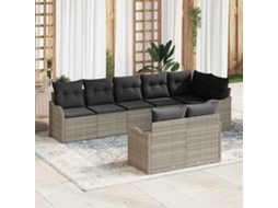 Vidaxl Conjunto De Sofá De Jardim Cinzento-claro Vime Pe