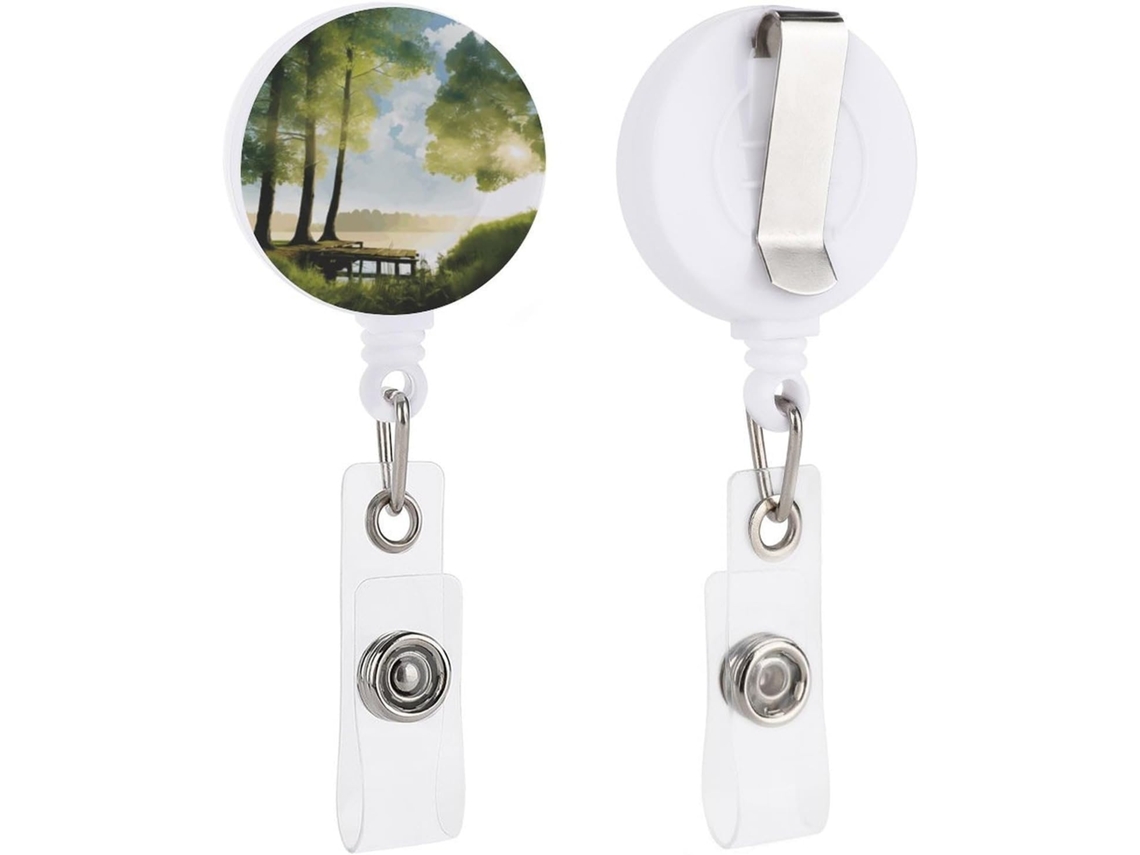 Porta Crachá Retrátil Com Clipe Design Divertido E Charmoso De Árvore Em Meio À Paisagem Ideal Trabalho, Escritório