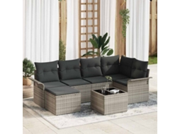 Vidaxl Conjunto De Sofá De Jardim 7 Unid. Cinzento-claro Vime Pe