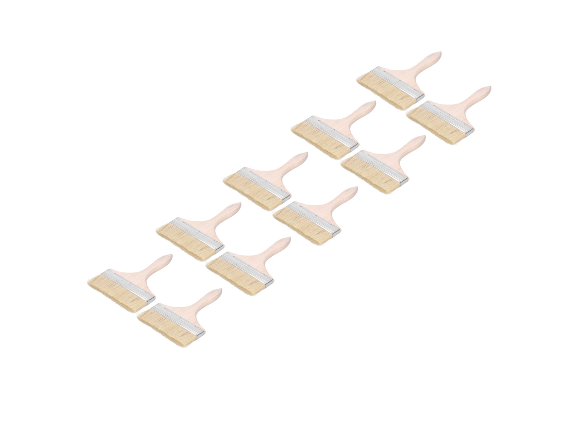 Conjunto de 10 escovas de lã artificial com cabo ergonômico de madeira de 16,5 cm (6,5 pol.) para limpeza de manchas de tinta.