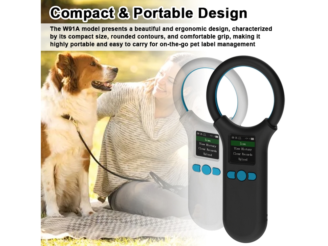 Leitor de Chips Animal portátil com tela LCD 1.44 polegadas e armazenamento de 500 dados | S/MARCA