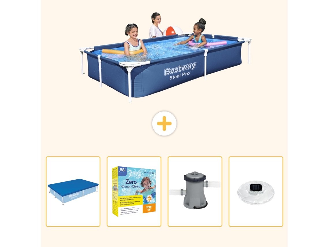 Bestway Piscina Bestway Steel Pro Retangular - 221x150x43 Cm - 5-peças S4
