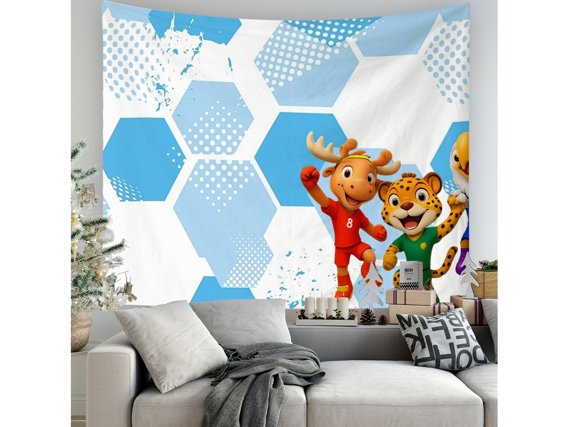 Tapeçaria parede mascotes copa do mundo 2026 alce jaguar águia, decorativo 180x230cm STELASPLEN