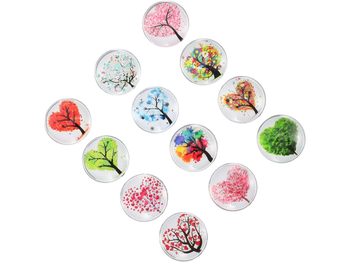 Conjunto De 12 Ímãs Geladeira Cristal Com Design Coração E Árvore