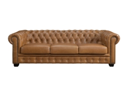 Sofá Fixo Brenton LINEA (Camel - Pele - 240x99x73 cm)