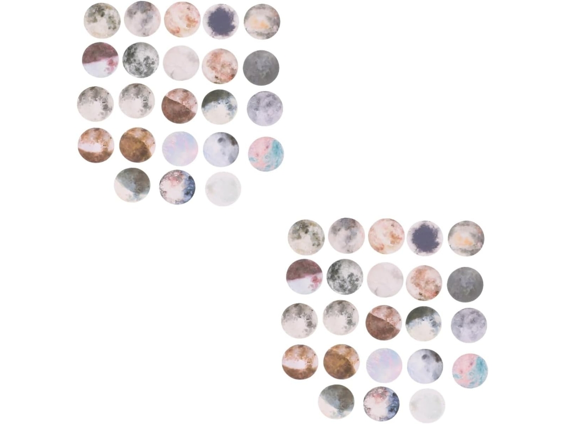 Conjuntos De Caixas De Adesivos Decorativas Com Tema De Lua Para Scrapbooking E Anotações (6 Caixas X 2)