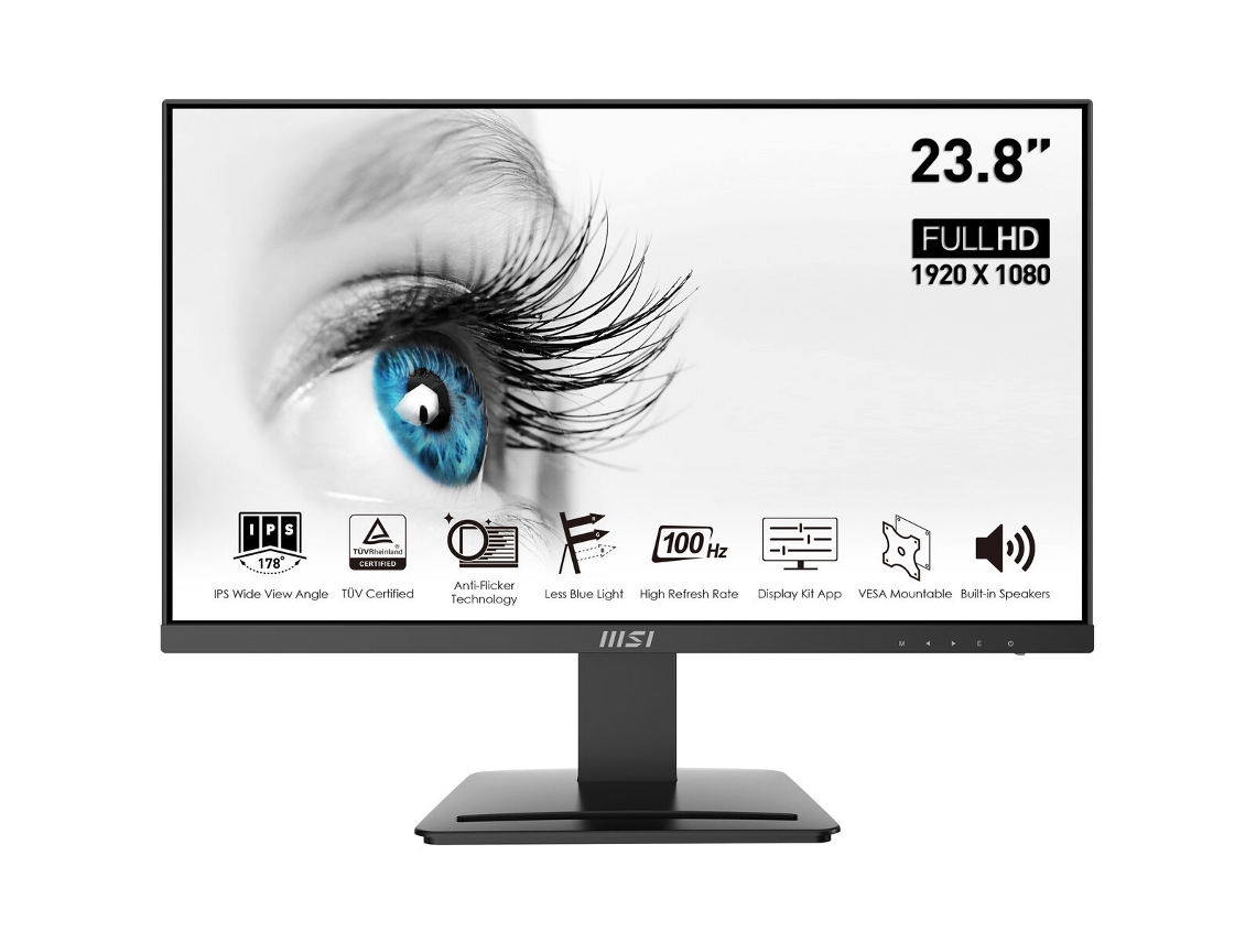Monitor MSI Pro Mp243X Preto Full Hd 23 8 Ips Amd Freesync Nvidia G-Sync 1 Ms