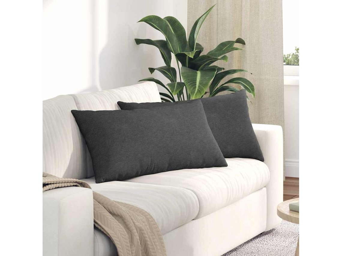 Vidaxl Travesseiros De Sofá 2 Pcs Cinza Escuro 80 X 40 Cm