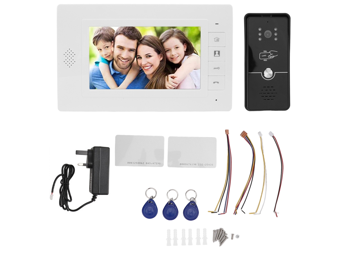 Sistema de Intercomunicação com Ecrã Lcd 7 Polegadas Visão Noturna Ângulo 120º para Casa Villa