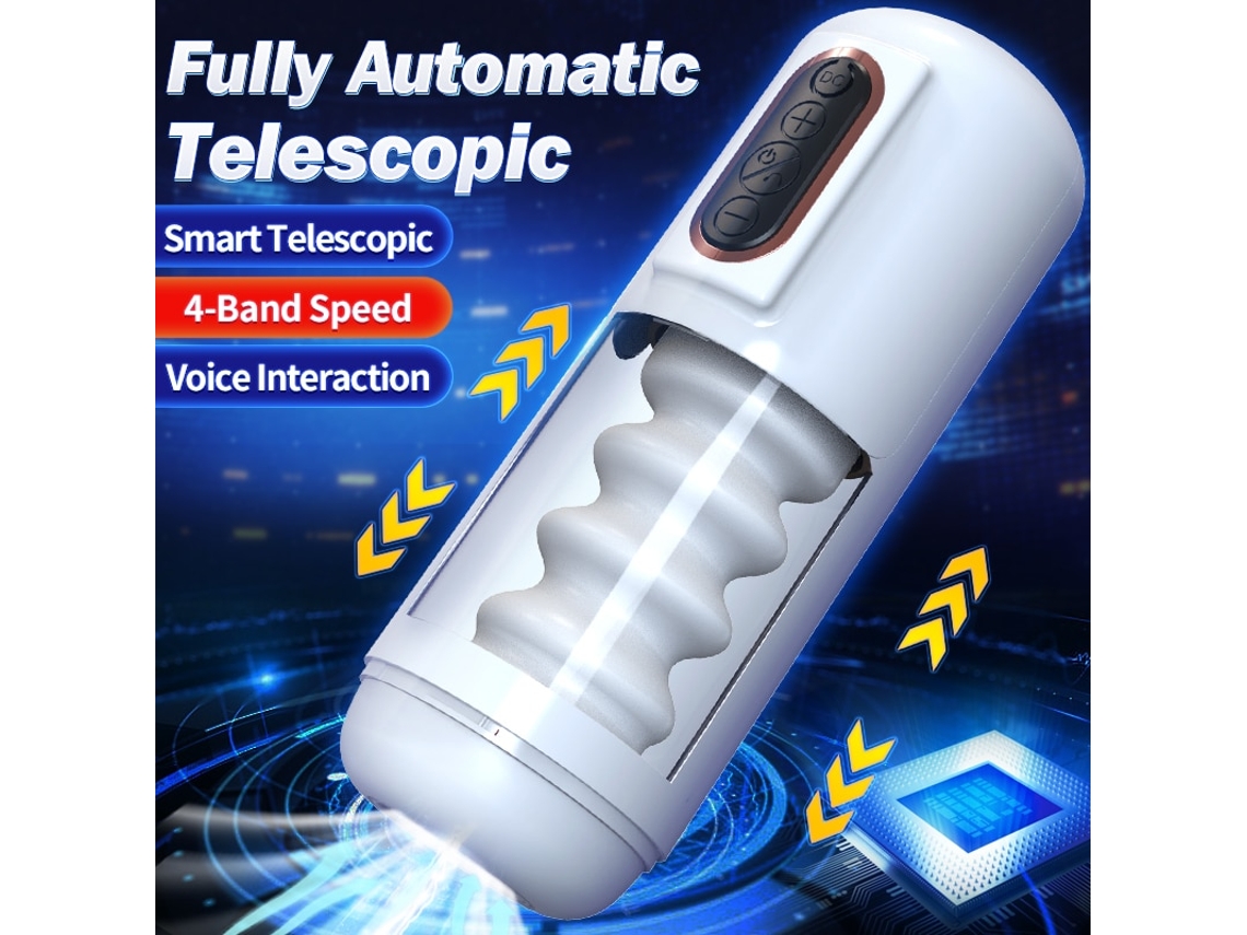 Copo Telescópico Automático para Masturbação Masculina com 4 Velocidades Branco YIZHOOD