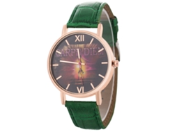 Relógio de pulso Zhoulianfa Casual Quartz para homens e mulheres com pulseira de couro PU e mostrador redondo (verde)