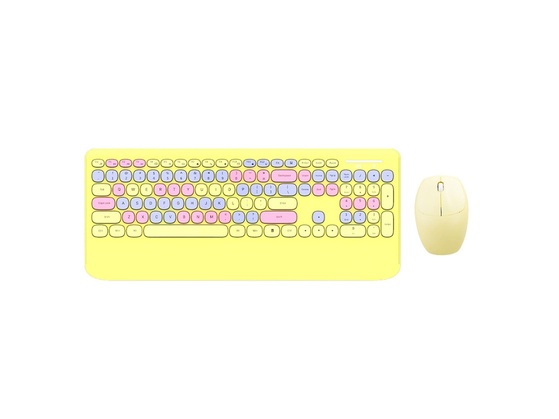 Combinação De Teclado E Mouse Sem Fio De 2,4 Ghz Com Teclas Redondas Para Laptop Everley891