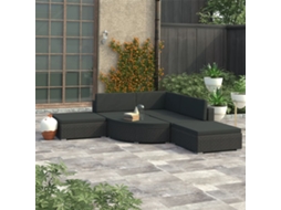 Vidaxl 6 Pcs Conjunto Lounge De Jardim C/ Almofadões Vime Pe Preto