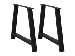 Vidaxl Pés Para Mesa De Jantar Em Formato A, 2 Peças, Preto, 100x(72-73) Cm, Aço