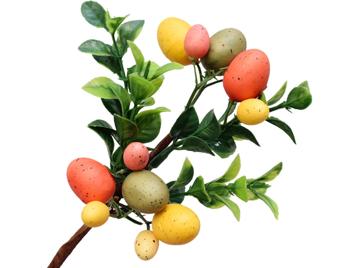 Decorações De Ovos De Páscoa Laxiscreed Com Folhas Verdes E Vaso, Pack De 3 Para Mesa