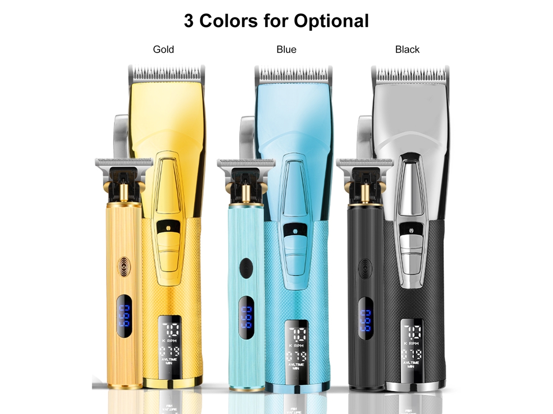 Máquina de cortar cabelo Semi Fio 2026 para homens, kit com visor digital e bateria recarregável de LED.